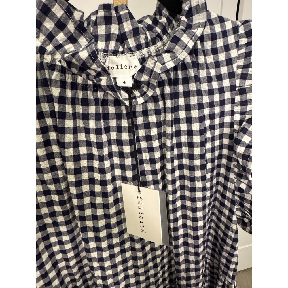 Felicite | Gingham Ruffle Neck Dress - Picture 6 of 8